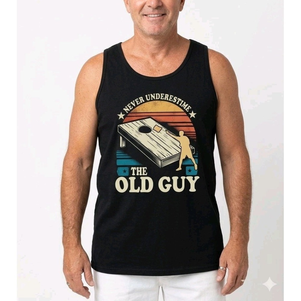 Port Company Never underestime The old  Guy‎ Graphic Tank Top Men's  XL Black